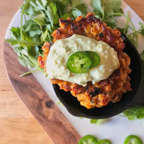 Charred Corn and Red Pepper Fritter