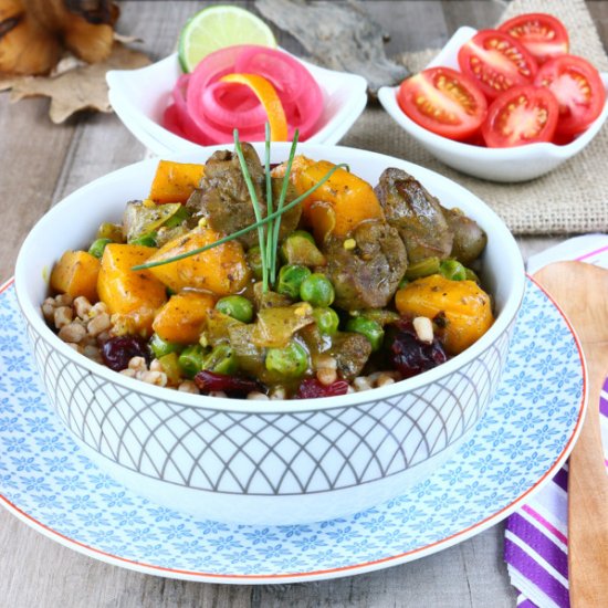 Curry Lamb Kidney, Pea & Mango Fry