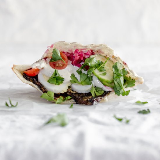 Roasted Eggplant Pita Sandwich