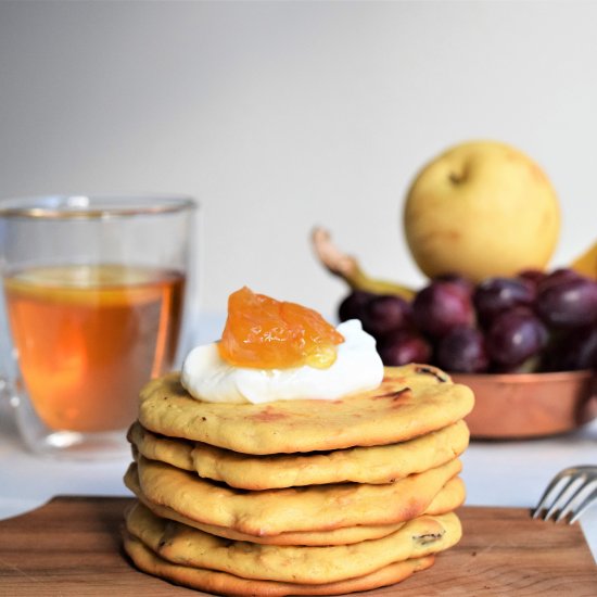 Baked pancakes with cream cheese