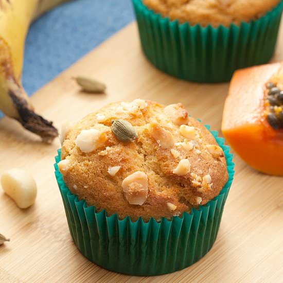 Papaya Banana Cardamom Muffins