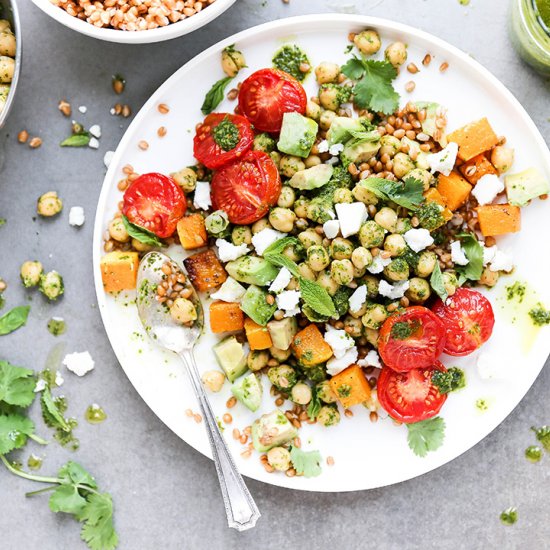 Tomato and Squash Grain Bowls