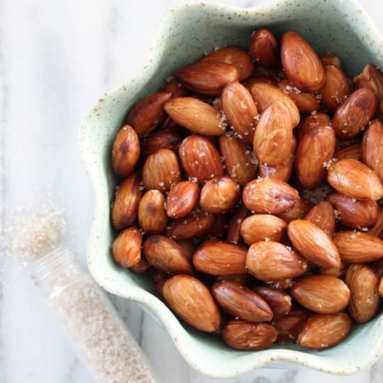 Soaked roasted almonds.