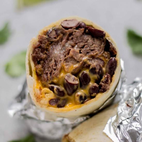 braised beef nacho burritos