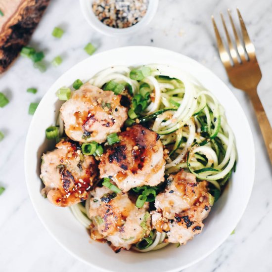 Asian Meatball Zoodle Bowl