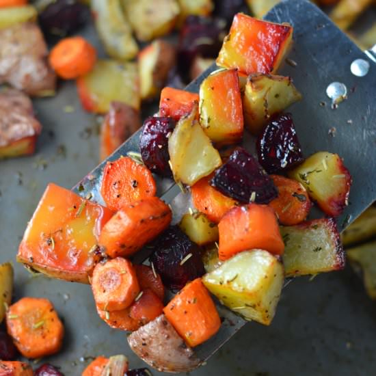 Roasted Potatoes, Carrots and Beets