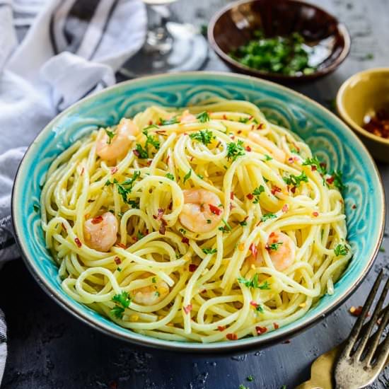 Garlic Shrimp Pasta Aglio E Olio