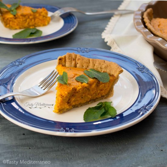 Pumpkin, feta & mint quiche