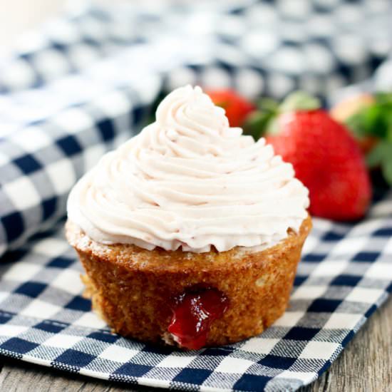 Strawberry Almond Cupcakes