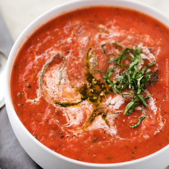 Tomato Basil Soup with Pesto