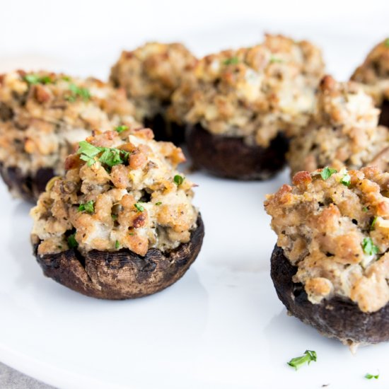 Paleo Sausage Stuffed Mushrooms