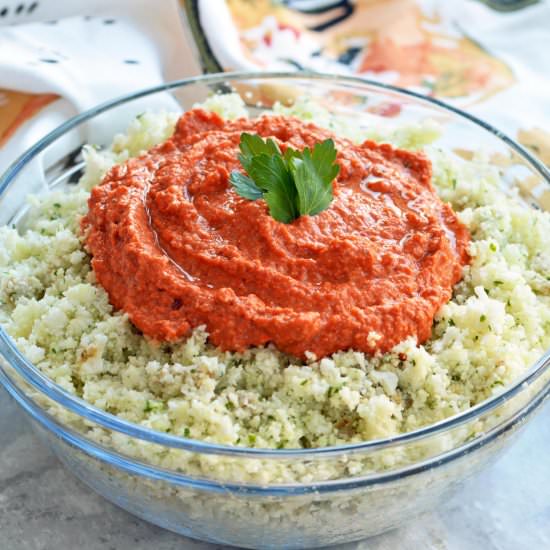 Cauliflower Rice with Romesco Sauce