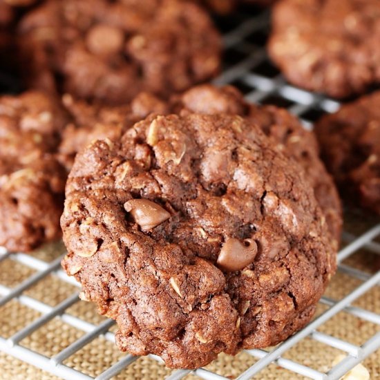 Triple Chocolate Oatmeal Cookies