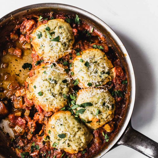 Tomato Cobbler with GF Biscuits