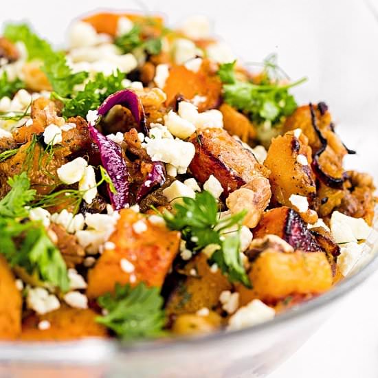 HERBY ROASTED SQUASH CHICKPEA SALAD