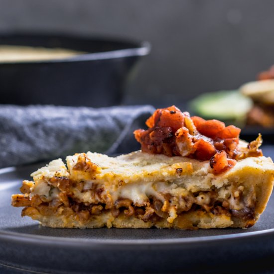 Chipotle Seitan & Cheese Tamale Pie