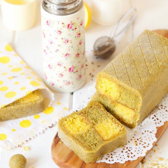 Pistachio Lemon Battenberg Cake