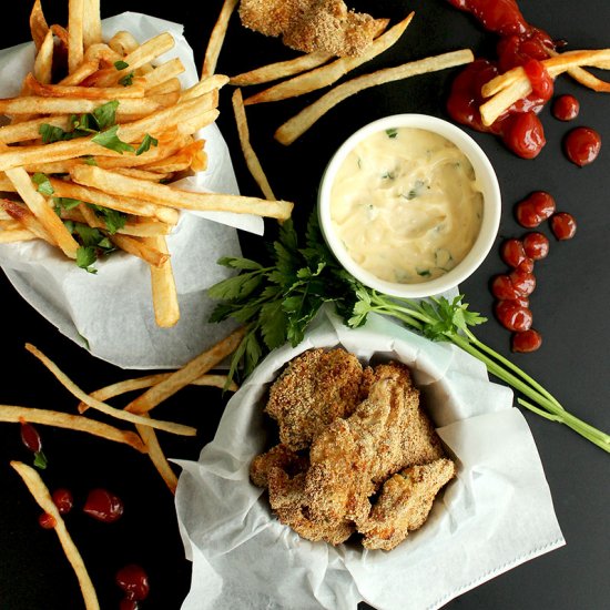 Mini Chicken Schnitzels with Skinny Fries