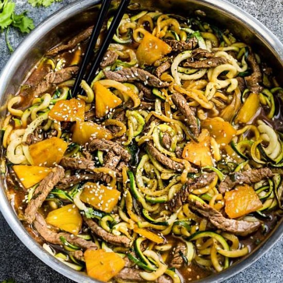 One Pot Teriyaki Beef Zoodles