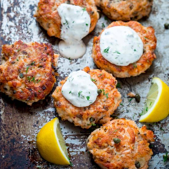 Lemon Caper Salmon Cakes