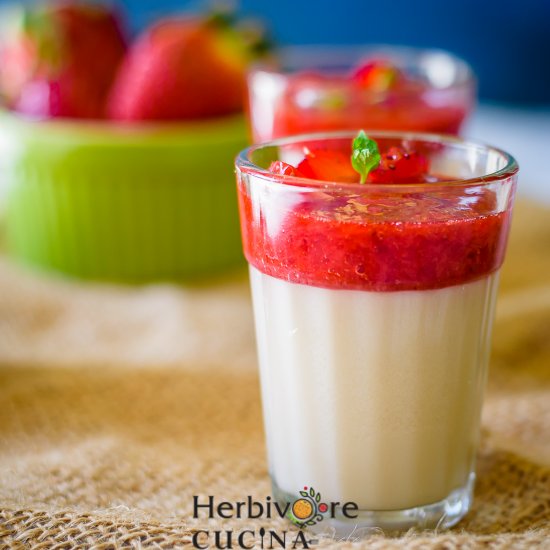 Vegan Strawberry Vanilla Panna Cotta