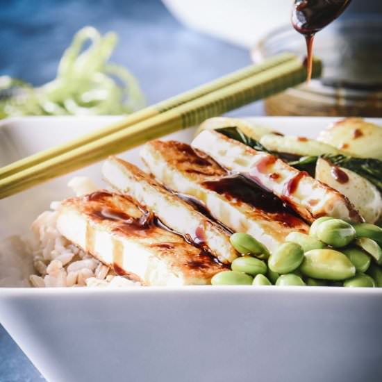 Crispy Teriyaki Tofu Rice Bowl