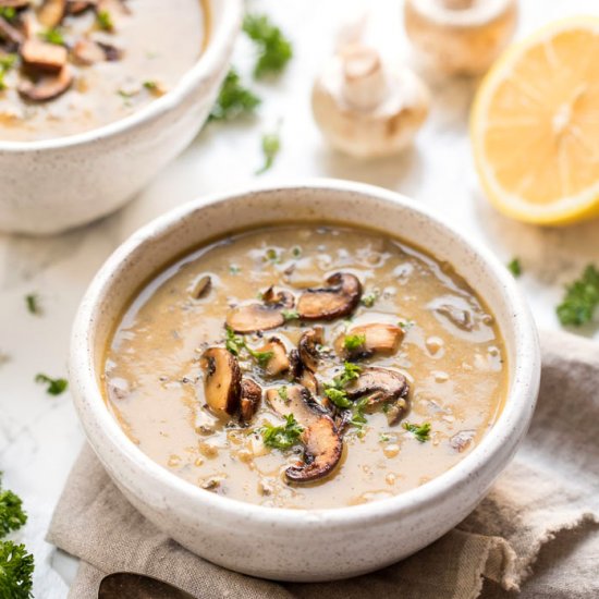 Coconut & Mushroom Quinoa Soup