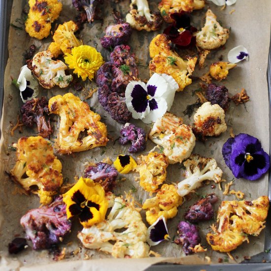 Roasted rainbow cauliflower