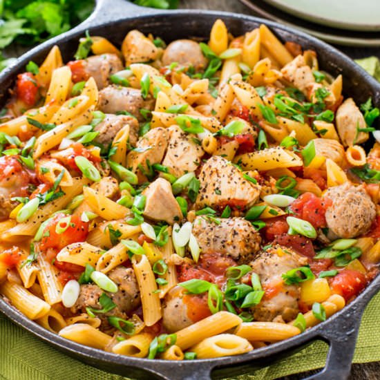 Chicken and Sausage Penne Jambalaya