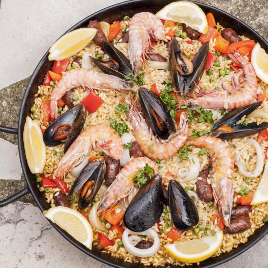 Paella Seafood And Sausages