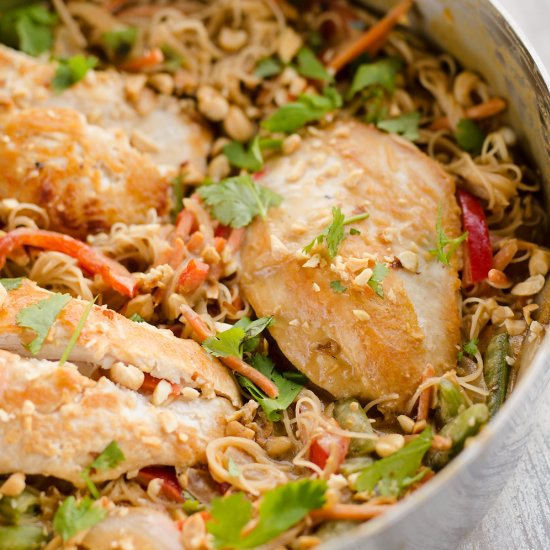 Thai Peanut Chicken Noodle Skillet