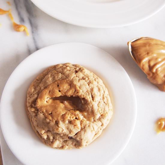 PB Caramel Stuffed Oatmeal Cookies