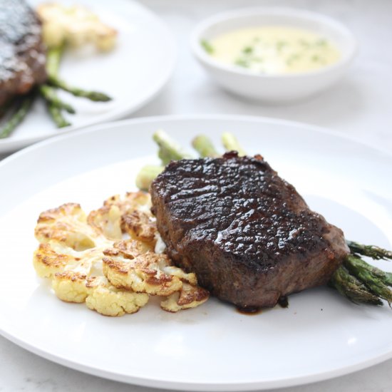 Steak Veggies & Healthy Hollandaise