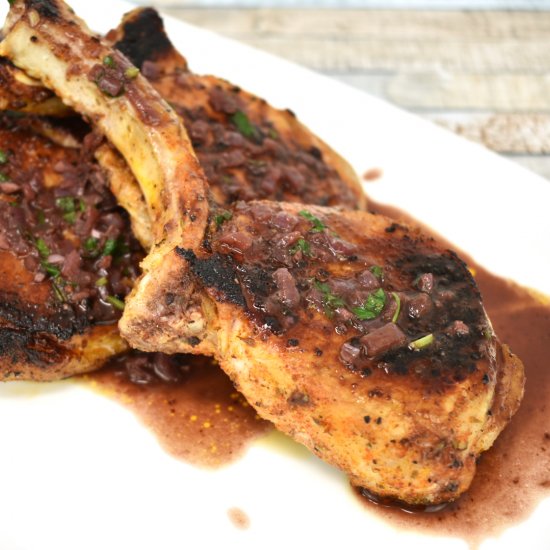 Pork Chops with Cherry Wine Sauce