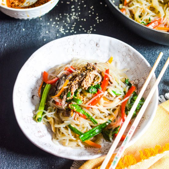 Japchae (Korean Noodles Stir-Fry)