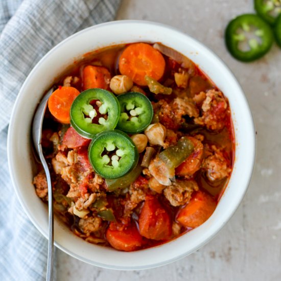 SlowCooker Turkey Chili w/Red Curry