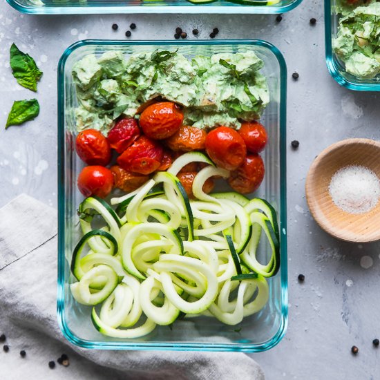 Basil Pesto Chicken Meal Prep Bowls