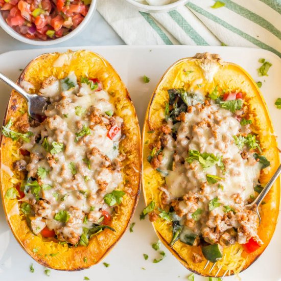 Turkey Taco Spaghetti Squash Boats