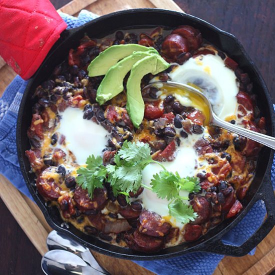 Oven Baked Eggs with Andouille