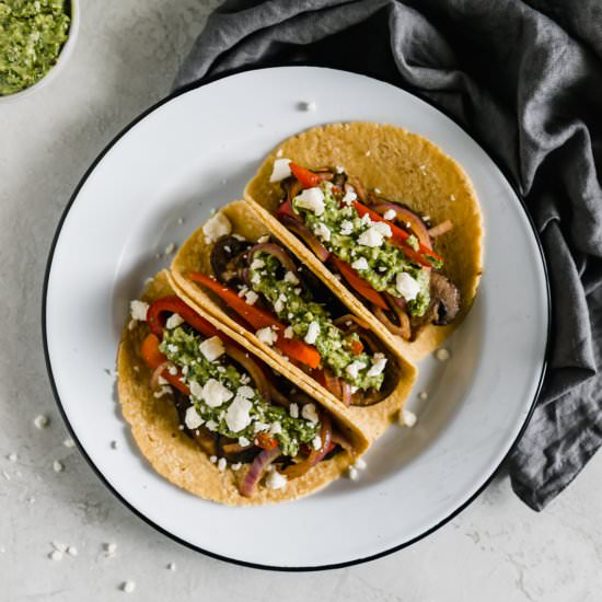 Avocado Chimichurri Mushroom Tacos