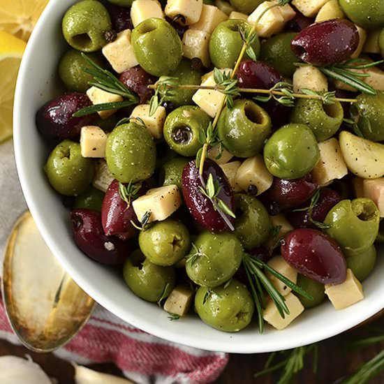 Herb and Garlic Marinated Olives