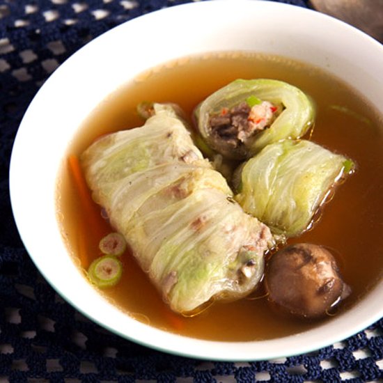 Asian Stuffed Napa Cabbage Leaves