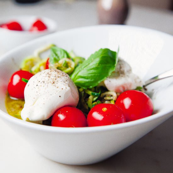 Pesto Zoodles with Burrata Cheese