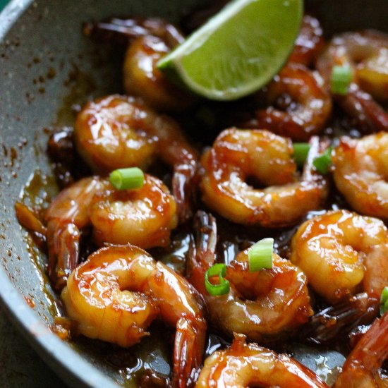 Honey garlic lime glazed shrimp