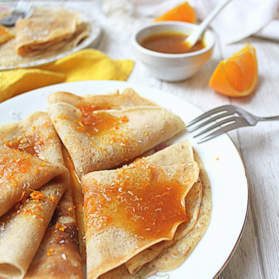 Orange coconut syrup vegan crepes