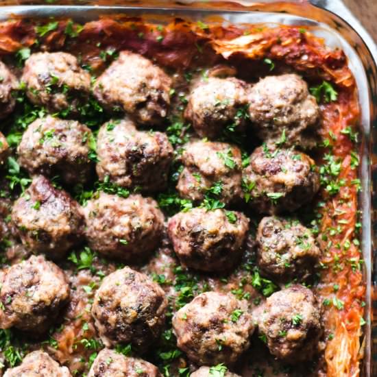 Spaghetti Squash Meatball Casserole