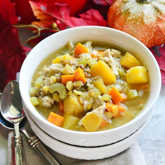 Turkey Butternut Squash and Lentil Soup