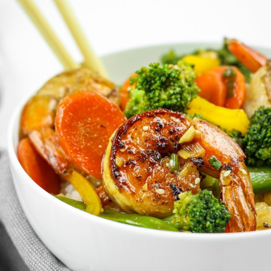 Honey Sriracha Shrimp Stir Fry