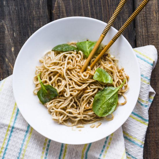 SESAME NOODLES WITH SPINACH