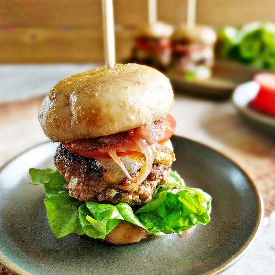 Hamburger Sliders and Mushroom Buns